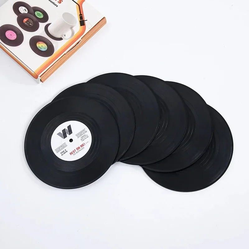 Retro Record Coasters Table Placemats Creative Coffee Mug Cup Coasters Creative Heat-resistant Nonslip Pads Kitchen Tools