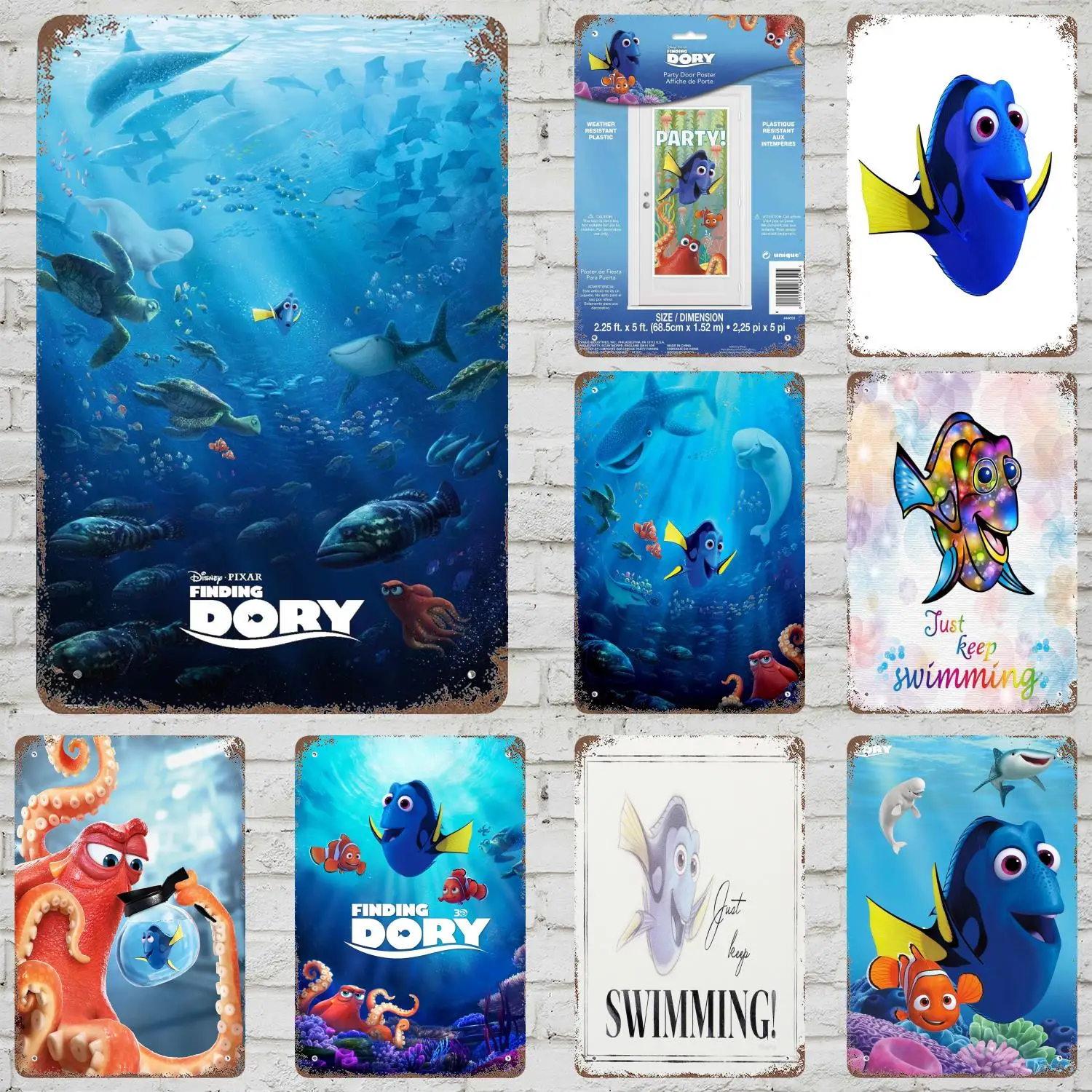 

MINISO Finding Dory Retro Vintage Tin Sign Poster Decorative Plaque Metal Plate Wall Decor