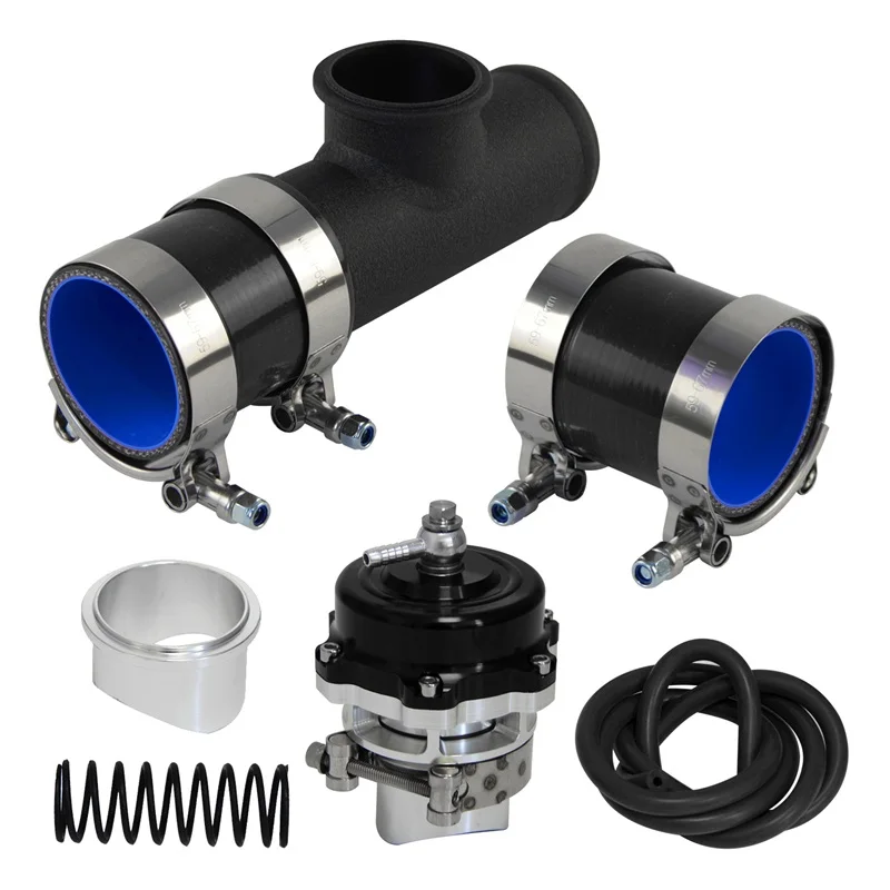 

50 мм 35PSI повышающий V-образный турбовыдувной клапан BOV + комплект фланцевых шлангов 2,25 дюйма