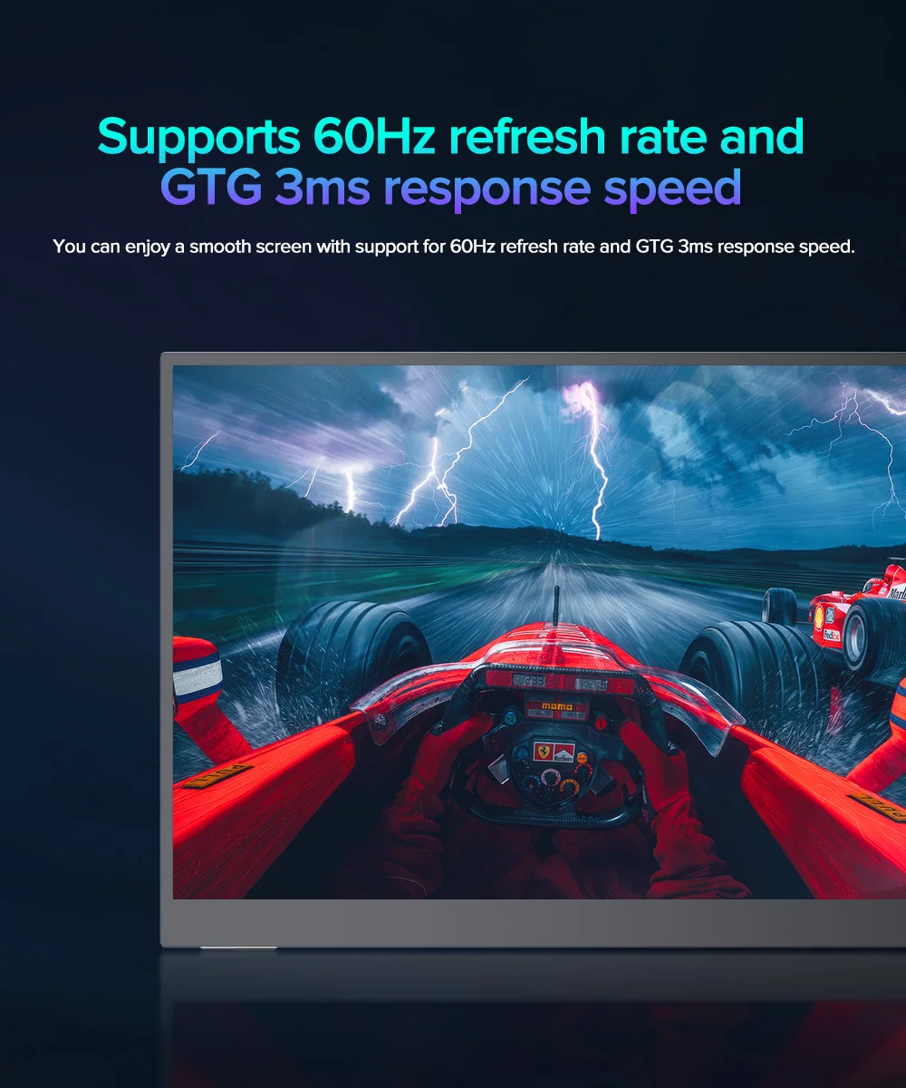 Monitor portátil 4k de 17.3 polegadas para laptop 3840*2160 100% sDCI-P3 400cd/m2 qled com USB-C mini hdmi tela externa de exibição de viagem
