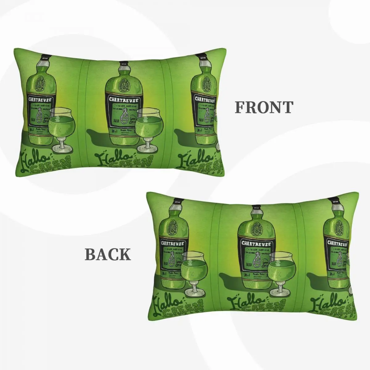 Green Chartreuse Bottle Oil Painting Drink 1 Rectangle Pillowcase Cushion Cover Decor Bedroom Bed Home Comfort Throw Pillow