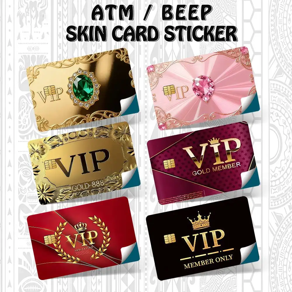 Golden Created Emerald VIP Bank Credit Cards Bus Pass Stickers Cool Decoration Waterproof 4PCS Card