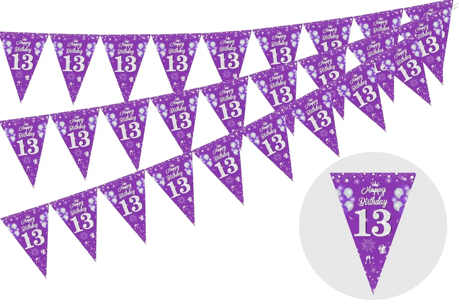 

Happy Birthday Bunting Banner, Triangle Flag, Pennant Garland, Official Teenager Supplies, 13th, 16th18th, 21st, 30th, 40th, 50t