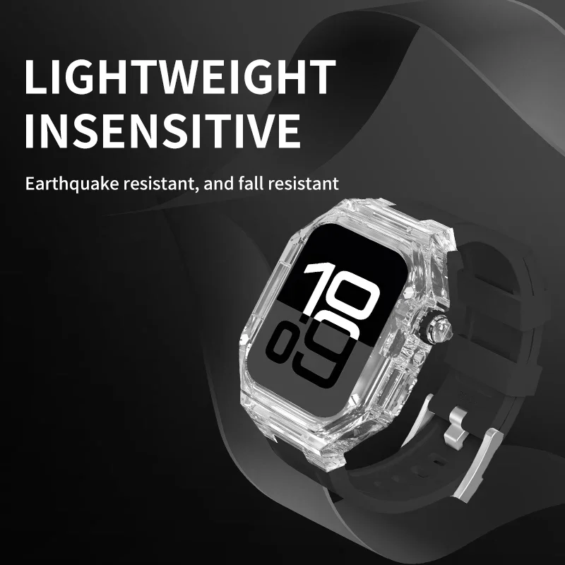 حافظة طقم تعديل شفافة لساعة أبل 46 ملم 42 ملم لسلسلة IWatch 10 حزام سيليكون تعديل فاخر