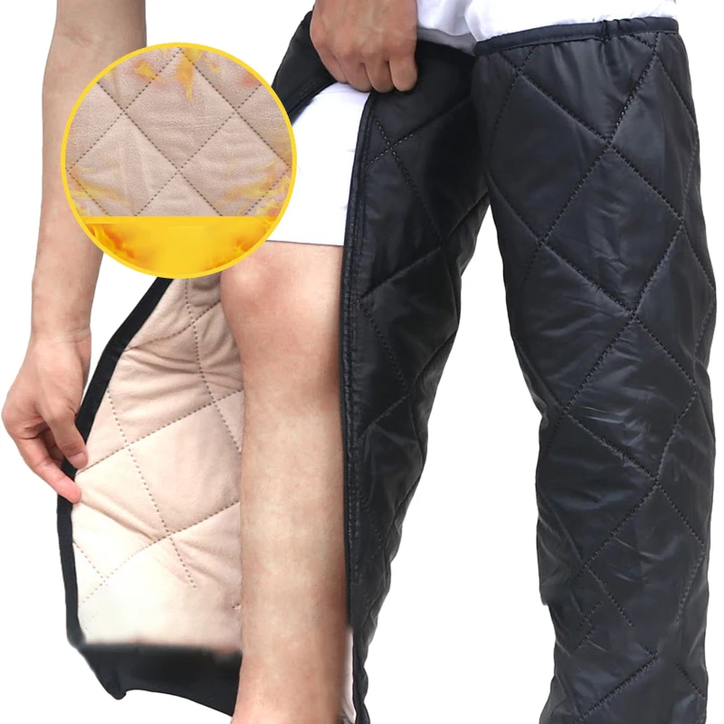 Women Men Winter Cycling Leg Warmers Waterproof Plus Velvet Padded Quilted Lined Knee Pads Riding Cold Protective Knee Guard