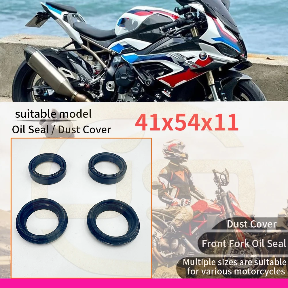 Retén de aceite y cubierta antipolvo para horquilla delantera 41x54x11 33x46x11 37x50x11 41x53x8 aplicable a múltiples retenes de aceite de motocicleta, compatible con BMW