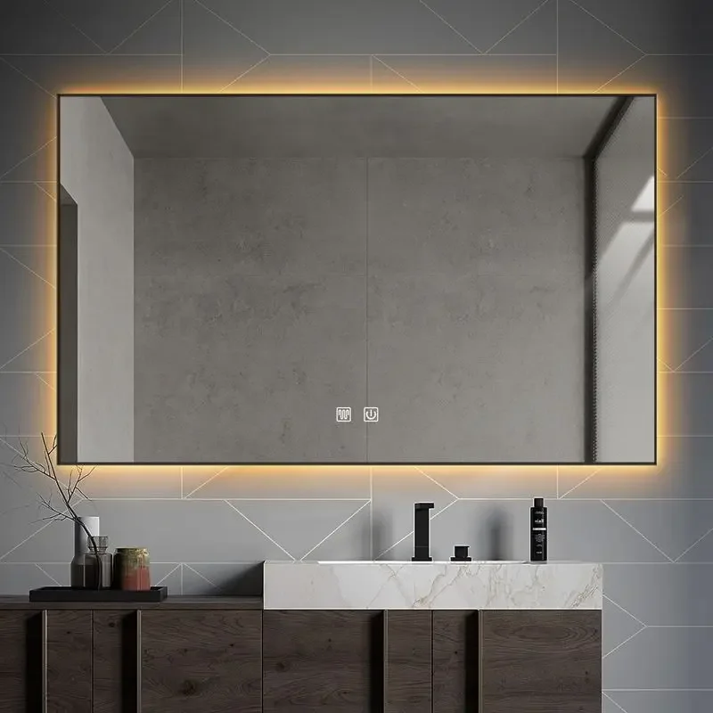 High-grade aluminum alloy frame with extremely narrow front acrylic lampshade intelligent bathroom mirror bathroom mirror 12