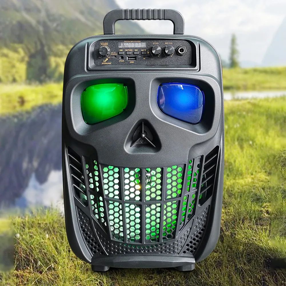 Skull Wireless Portable Speaker BT 5.0 Karaoke Machine Speaker Outdoor Speaker for Halloween Christmas Home Party Birthday Gifts