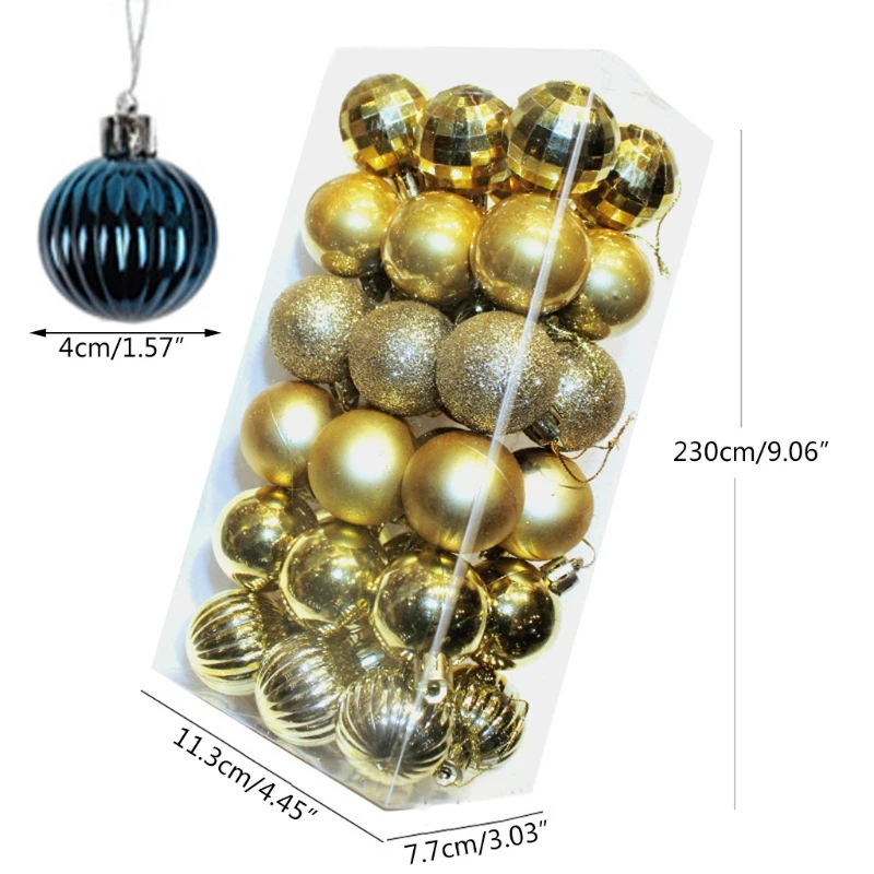 X6HD 36 Miếng Giáng Sinh Treo Bóng Vỡ Xmas Trang Trí Cây Nhựa Lấp Lánh Baubles Bộ Lễ Đảng Vật Trang Trí