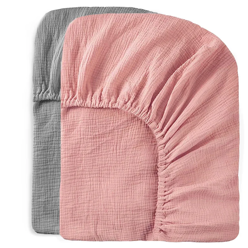 133*71*22CM Breathable Cotton Fitted Crib Sheets for Baby Crib Mattress Cover Soft Bedding Set of Solid Color Infant Bed Sheet
