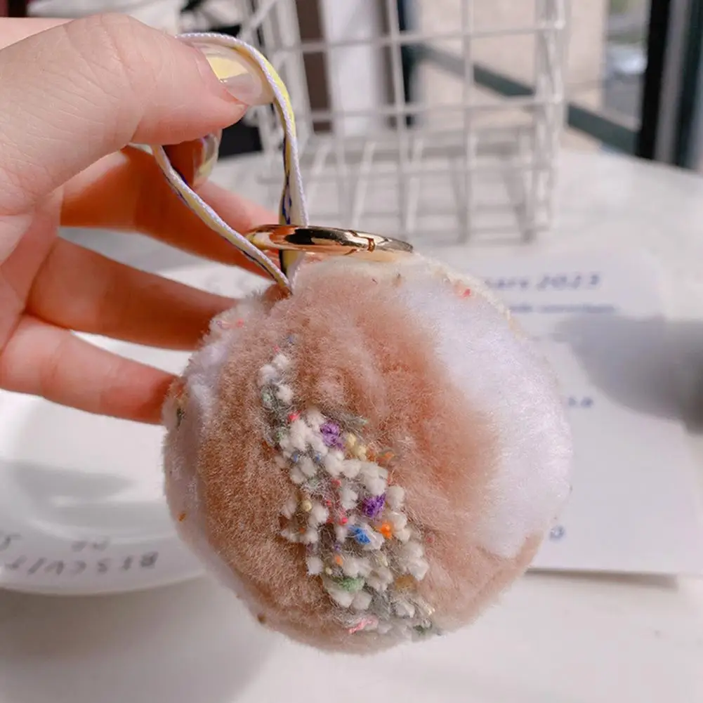 Plush Ice Cream Ball Decoration Ice Cream Ball Keychain Decoration Colorful Plush Ice Cream Ball Keychain Pendant Backpack