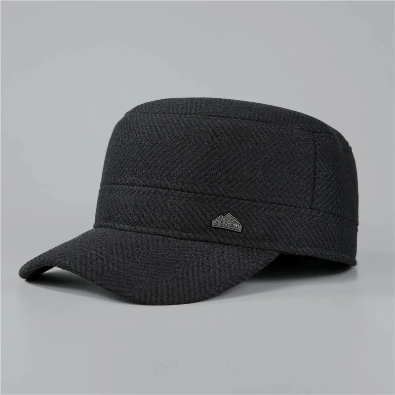 Men's and Women's Fashionable Flat-Top Caps: Fall Baseball Caps with Ear Flaps for Middle-Aged and Older Adults