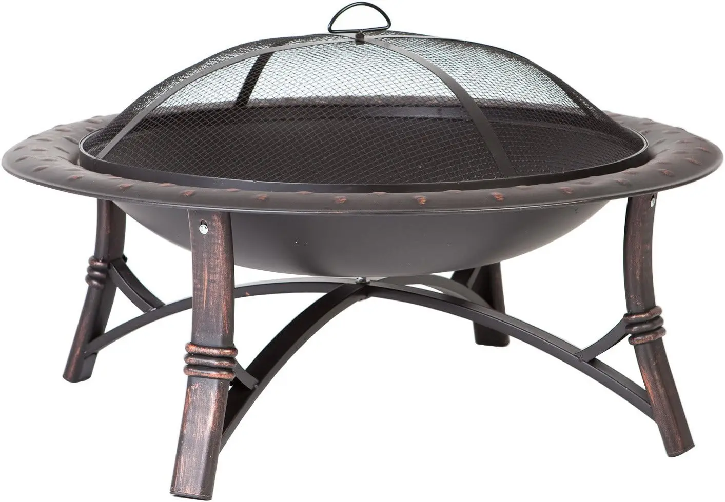 

60857 Fire Pit Roman Brushed Painted Steel Legs Wood Burning Lightweight Portable Patio Outdoor Firepit Backyard