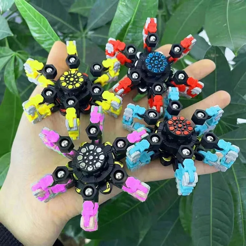 Kid Diy Metal Transformable Sensory Gyro Robot Fidget Spinner Fingertip Stress Relief Deformation Mechanical Toy for Boy Adult