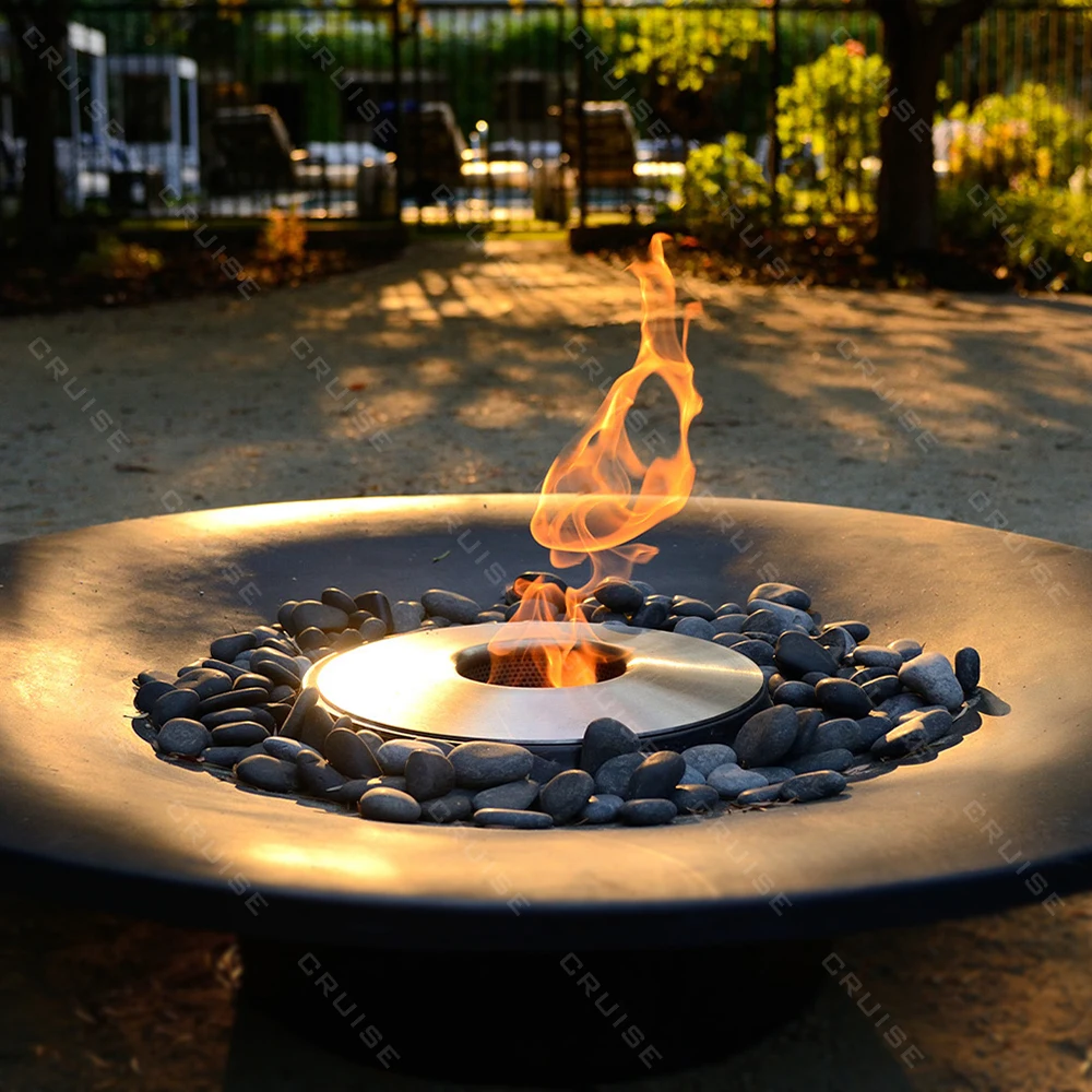 CRUISE Custom Size Non-Smoking Chimenea Heater Decoration Intelligent 1000mm Manual Round Bioethanol Alcohol Insert Fireplace