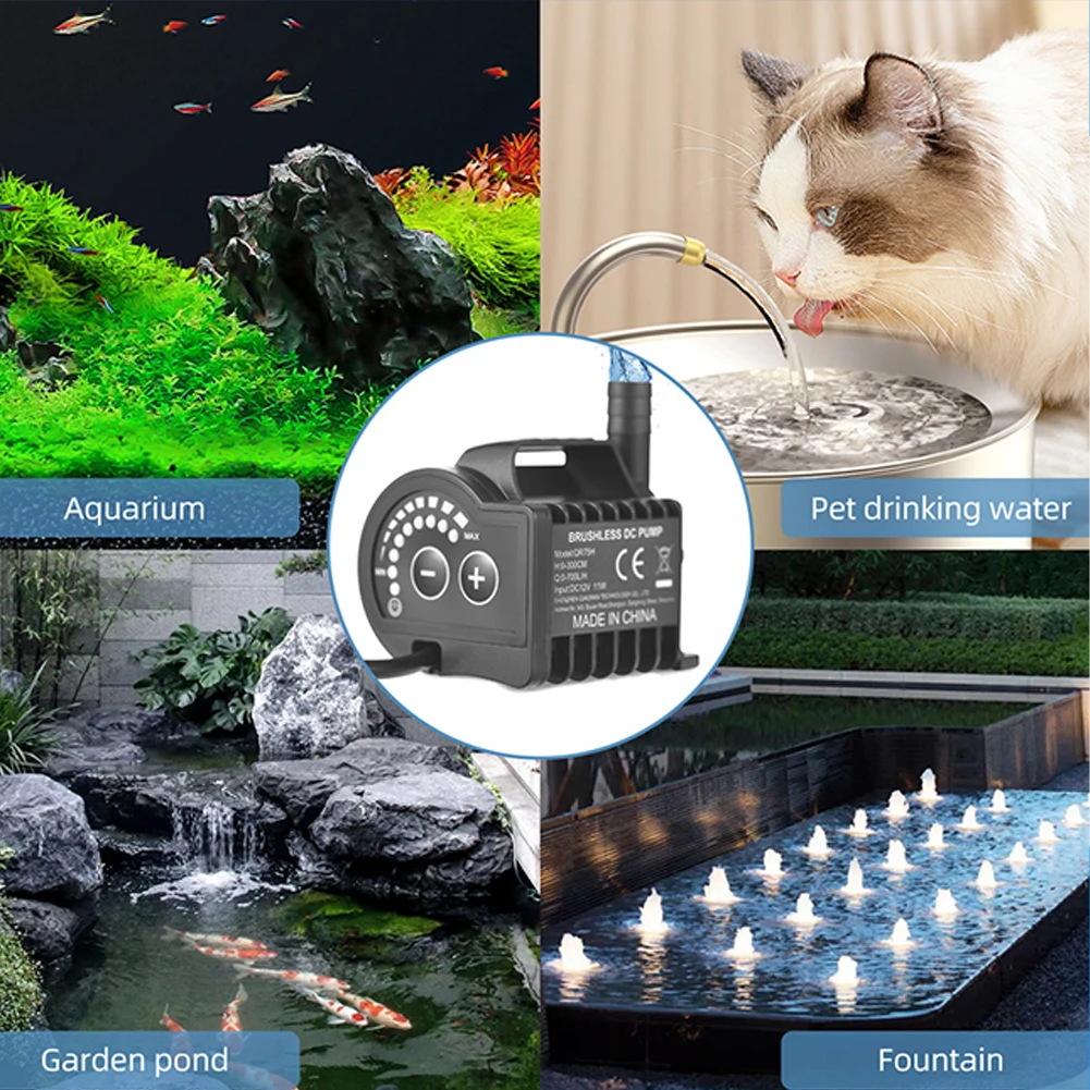 

700L/H DC12V Submersible Water Pump 11W Fountain Water Circulation Pump For Fish Tank Hydroponics Fountains Ponds Aquariums