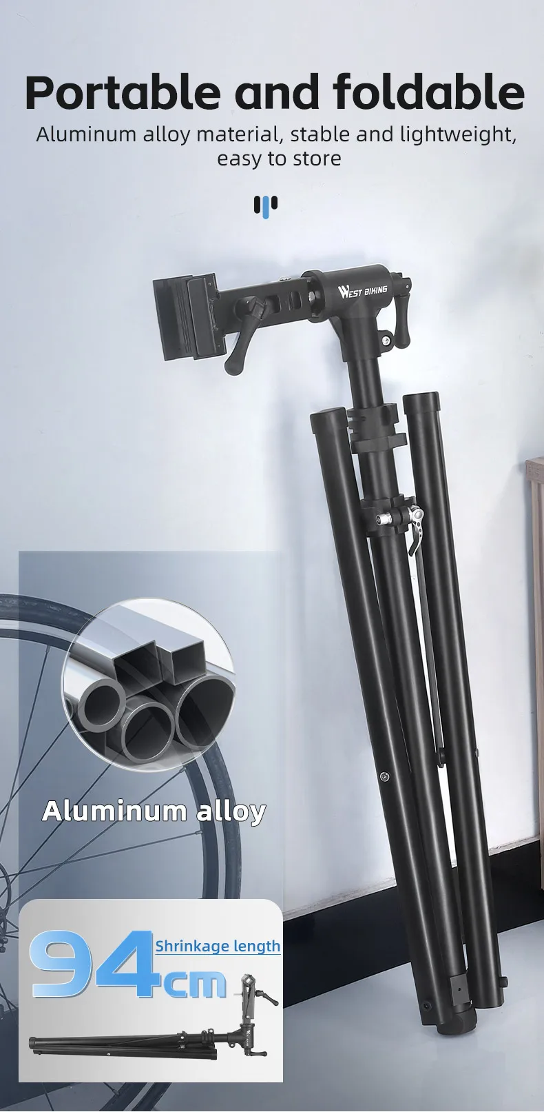 WEST BIKING Multifunktionaler Fahrrad-Reparaturständer, faltbarer Fahrrad-Ausstellungsständer, professioneller Fahrrad-Wartungsständer für Wand/Bodenmontage – Detail 4