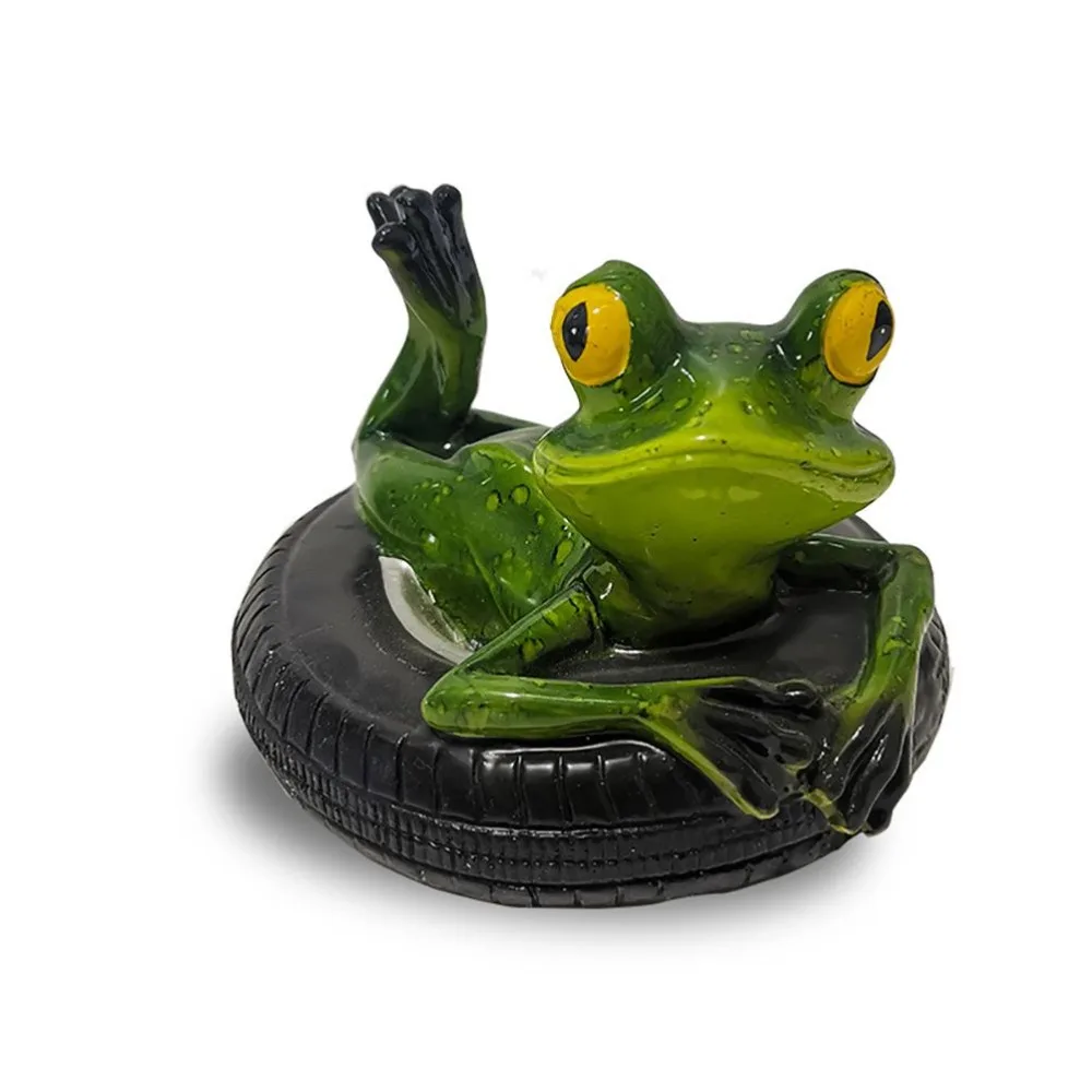 Resin Material Frog Sculpture Waterproof Floating Floating Frog Ornament Durable Build Hand Painted Frog Statue Fish Tank