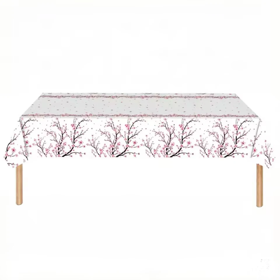 Neues Rosa Kirschblüten Einweggeschirr, Pappteller, Becher, Servietten, Tischdecken, Strohhalme, Hochzeits-, Geburtstagsparty-Zubehör – Detail 5