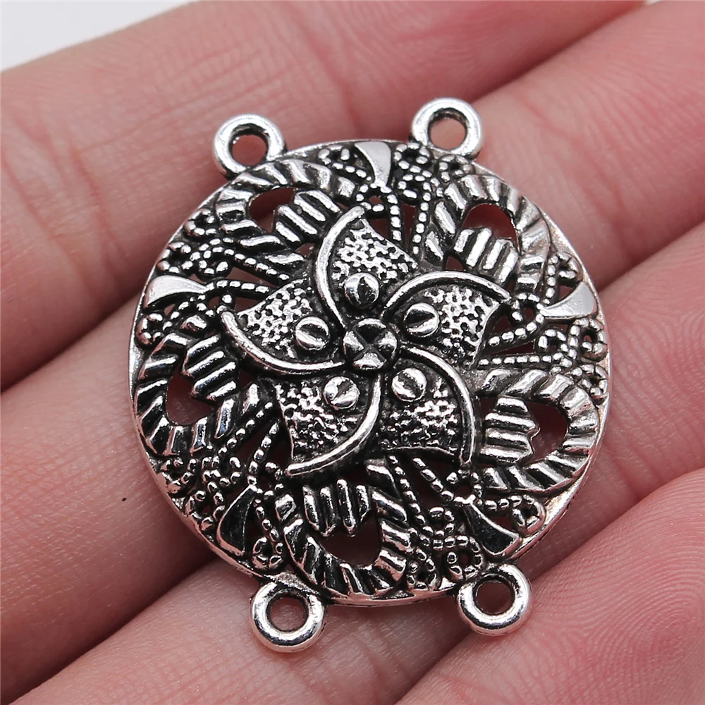 

Wholesale 50pcs/bag 31x36mm Body Chain Flower Porous Connector Antique Silver Color Jewelry Findings Jewelry Accessories