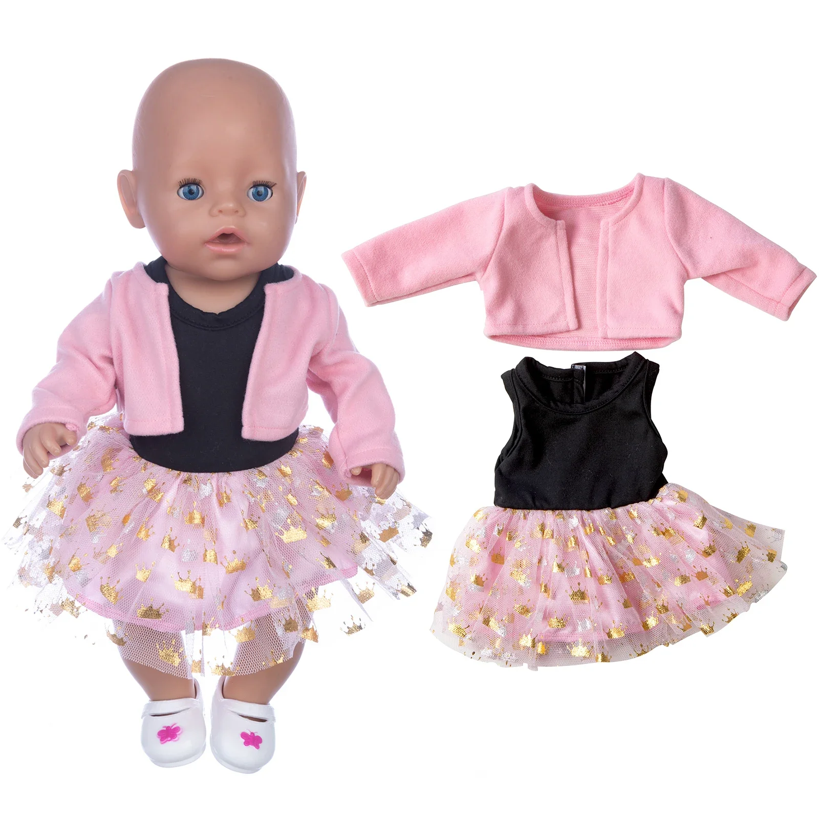 43cm Reborn Baby Doll Pink Coat Skirt 18