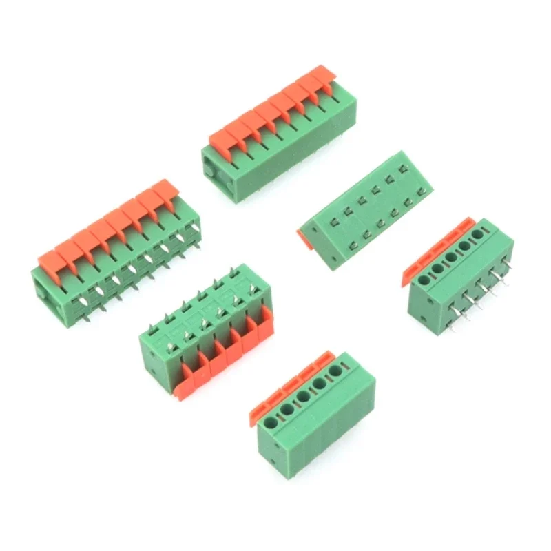 50pcs KF142V 142R 5.08mm PCB Spring Terminal Block KF128-5.08 2P 3P 4P 5P 6P 7p 8p 9p 10p Terminals Connector Mounted Screw
