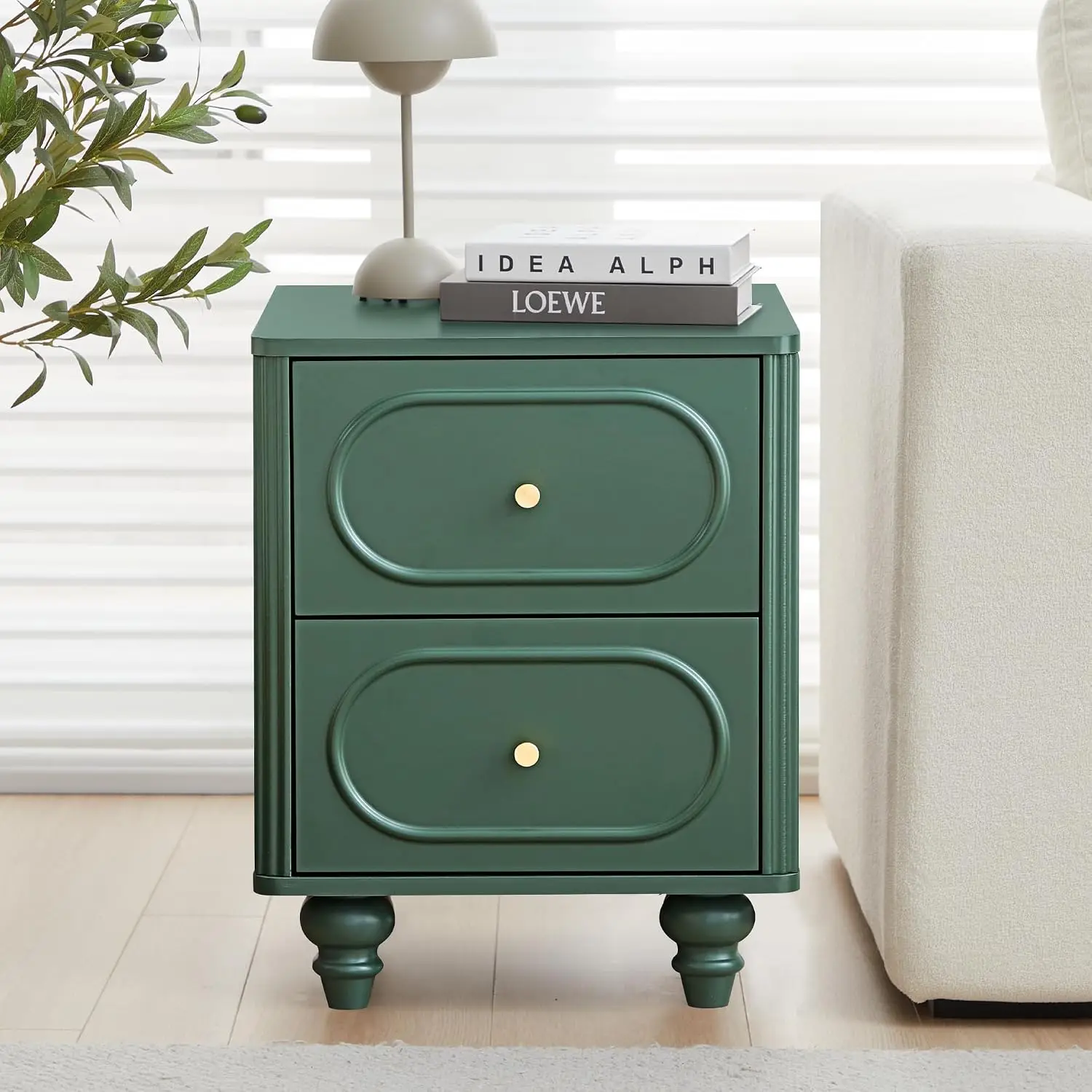 2 Drawer Fluted Nightstand Set of 2, Mid Century Modern Farmhouse Night Stand Small End Table Bedside Table for , Customized