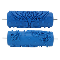 Patterned Paint Roller Embossing Rubber Roller Washable Multifuntional Decorative Reusable Paintbrush Round for Walls