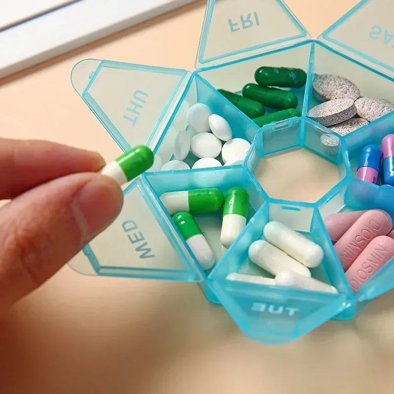 1pcs Mini Small Portable Travel Pill Dispenser Box Cases Container Organizer Storage Tablets 7 Days Grids Medicine Multifunction image 4