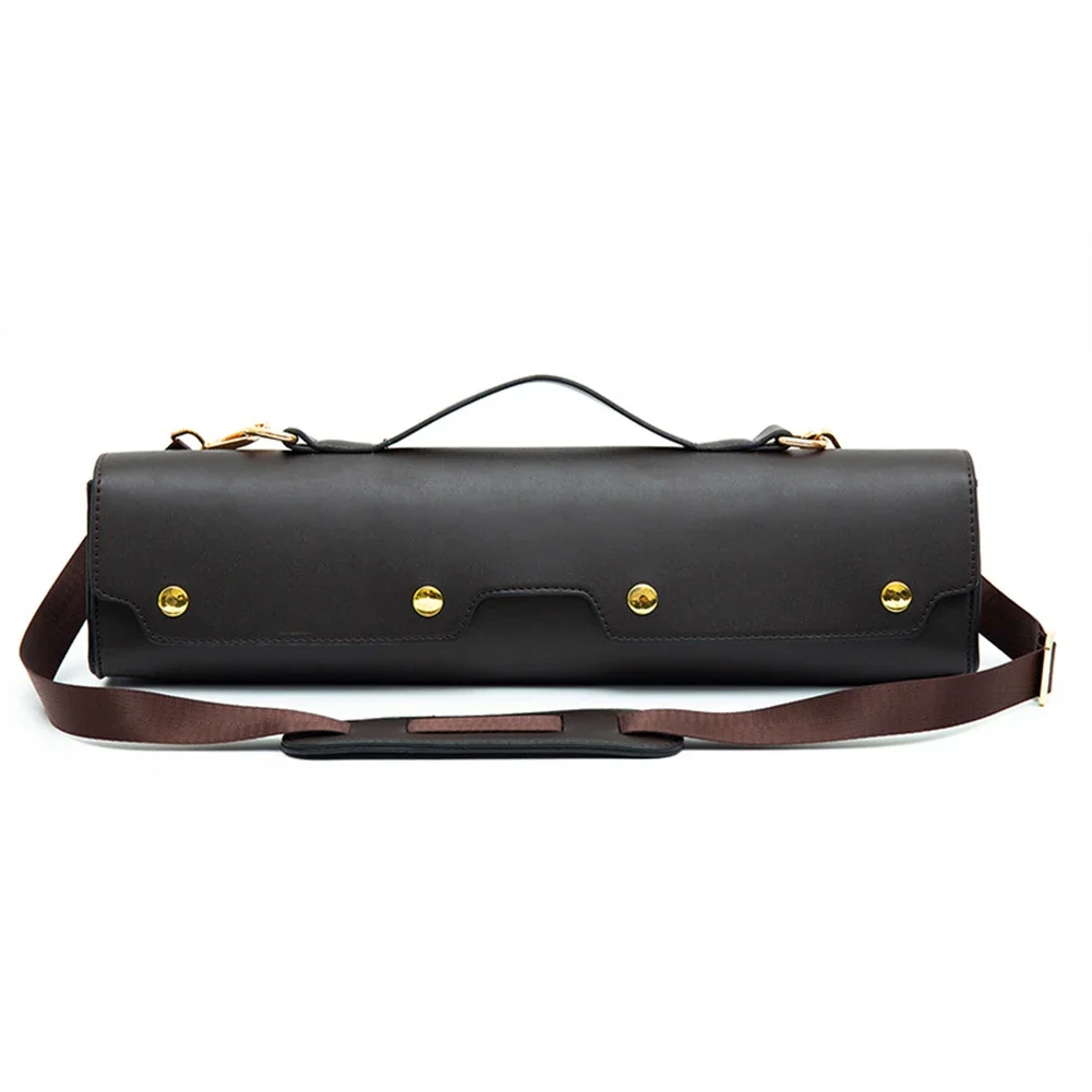 Portable 16 17 Holes Flute Case Cover PU Leather Flute Bag Wooden Box Flute Carrying Case Storage Box Lightweight Shoulder Bag