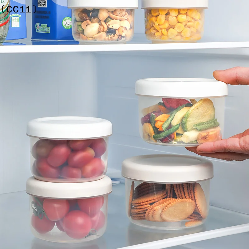 Portable Round Refrigerator Storage Box Food Containers Plastic Fresh-Keeping Box With Lid Storage Box Kitchen Case〔CC11〕