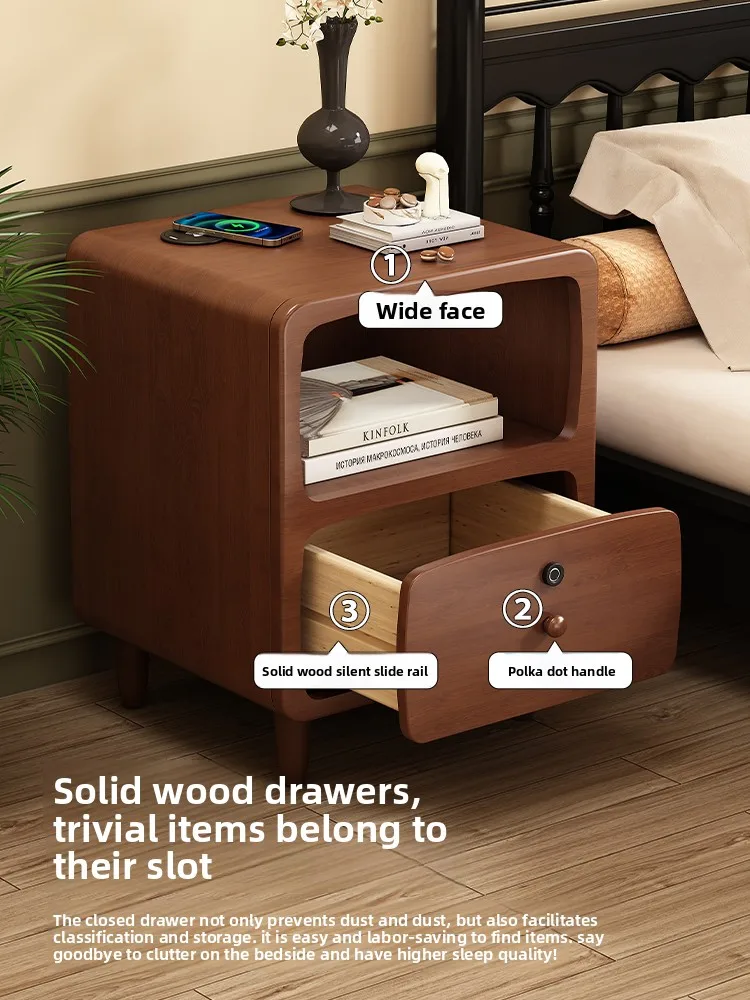 Bedside table 2025 new light luxury high-end small household bedroom locker medium antique cabinet solid wood drawer