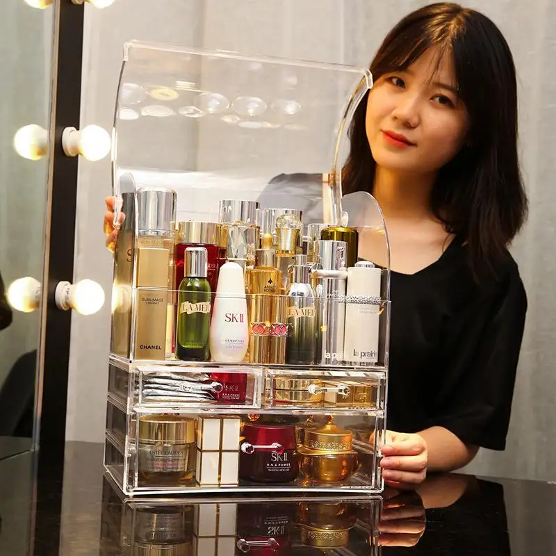 

Прозрачный акриловый ящик для хранения косметики, настольный органайзер, домашний уход за кожей, Bru Arrangement (3) eup, настольный органайзер