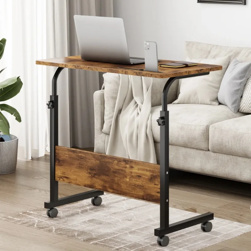 

C-Shaped Side Desk with Wheels, 31.5''x15.8''x35.4'' Sit-Stand Desk, Height Adjustable,