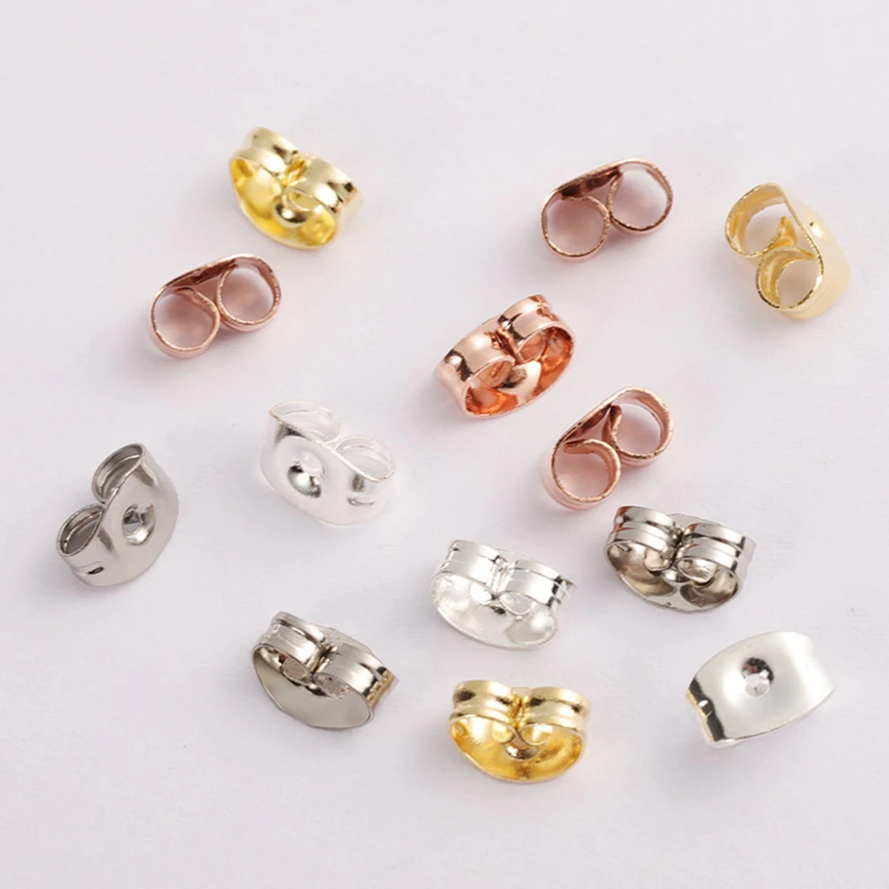 200pcs/Lot Earring Studs Backs Stopper Scrolls Ear Post Butterfly For Jewelry Making DIY Blocked Caps Earring Backs Stoppers Ear