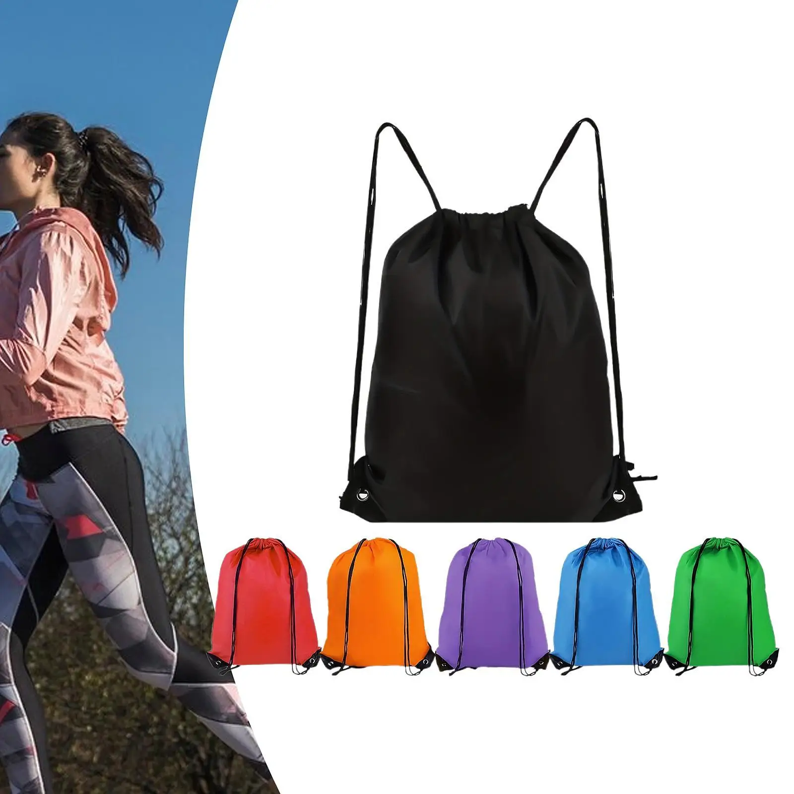 

6x Sports Drawstring Bag Women Men Lightweight Fashion Waterproof String Swim