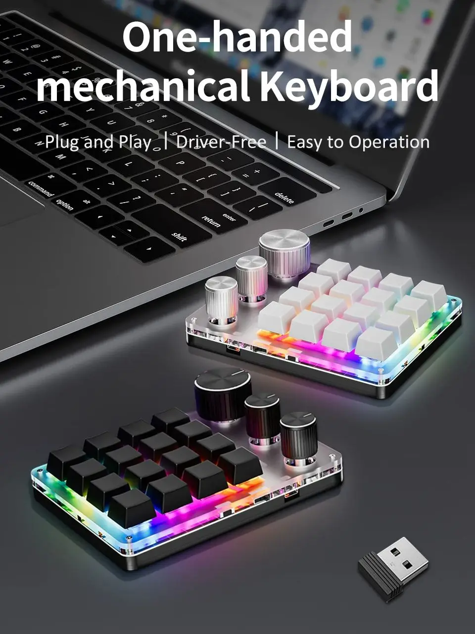 2.4G Aanpassen Bluetooth 3 modi USB Aangepast mechanisch toetsenbord met knop Volumeknop Knop Programmering Macro Gaming 16-toets - afbeelding 2