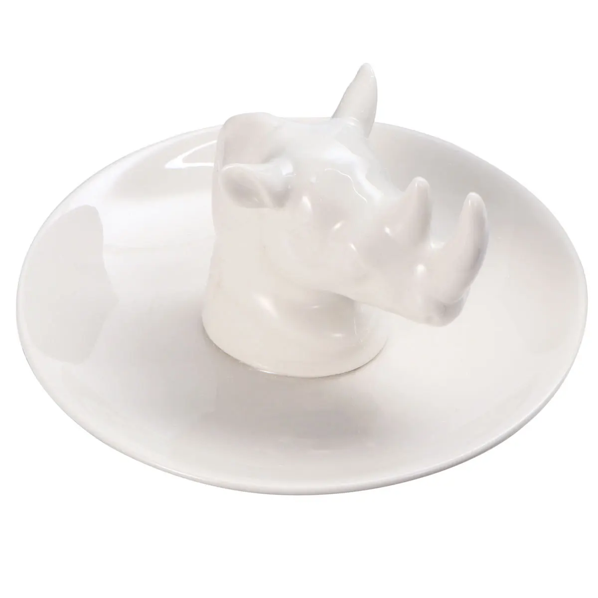 Ceramic Rhinoceros Jewelry Tray Holder Simple Design Household Crafts Great for Organizing Accessories Jewelry Storage Tray