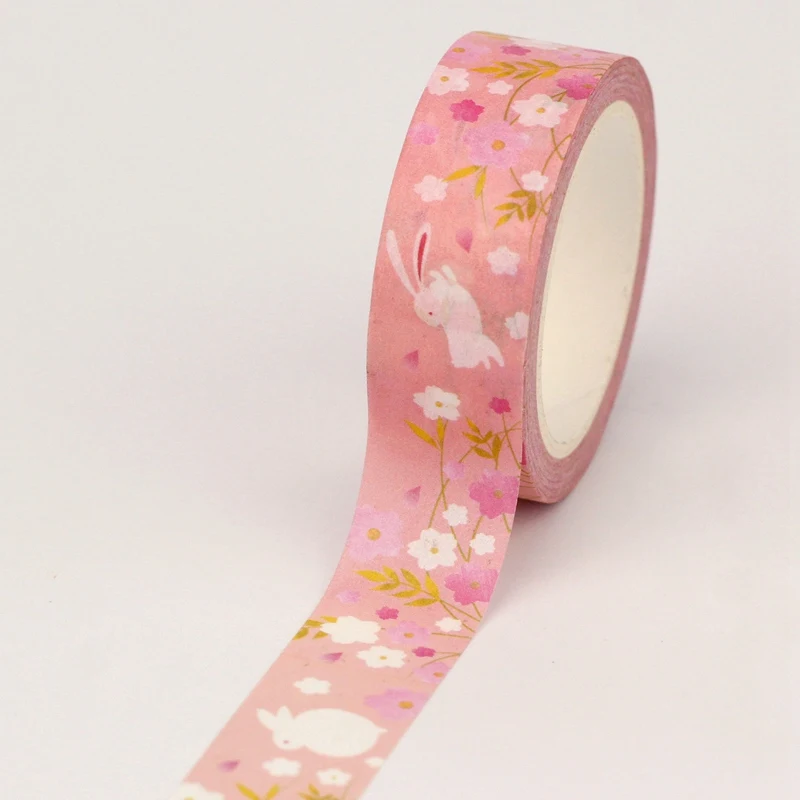 

NEW 1PC 10M Decorative Pink Rabbit Flower Easter Washi Tape DIY Adhesive Sticker Masking Tape Stationery Scrapbooking Supplies