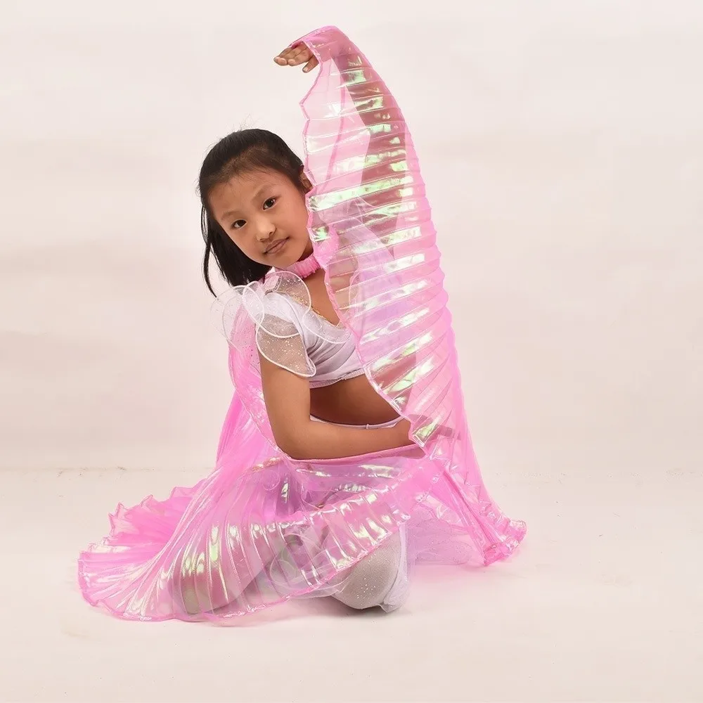 65cm 벨리댄스 날개 투명색 목걸이형 무대 공연 소품 반짝이는 질감 주름 망토 무용 의상 소품