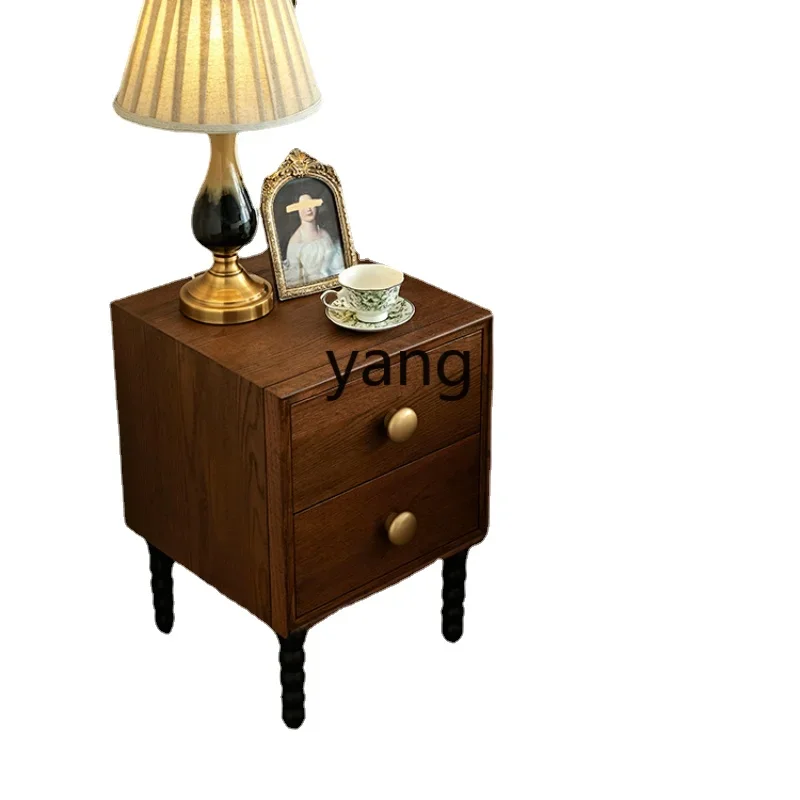 

LMM French Retro Solid Wood Bedside Cabinet Small Apartment