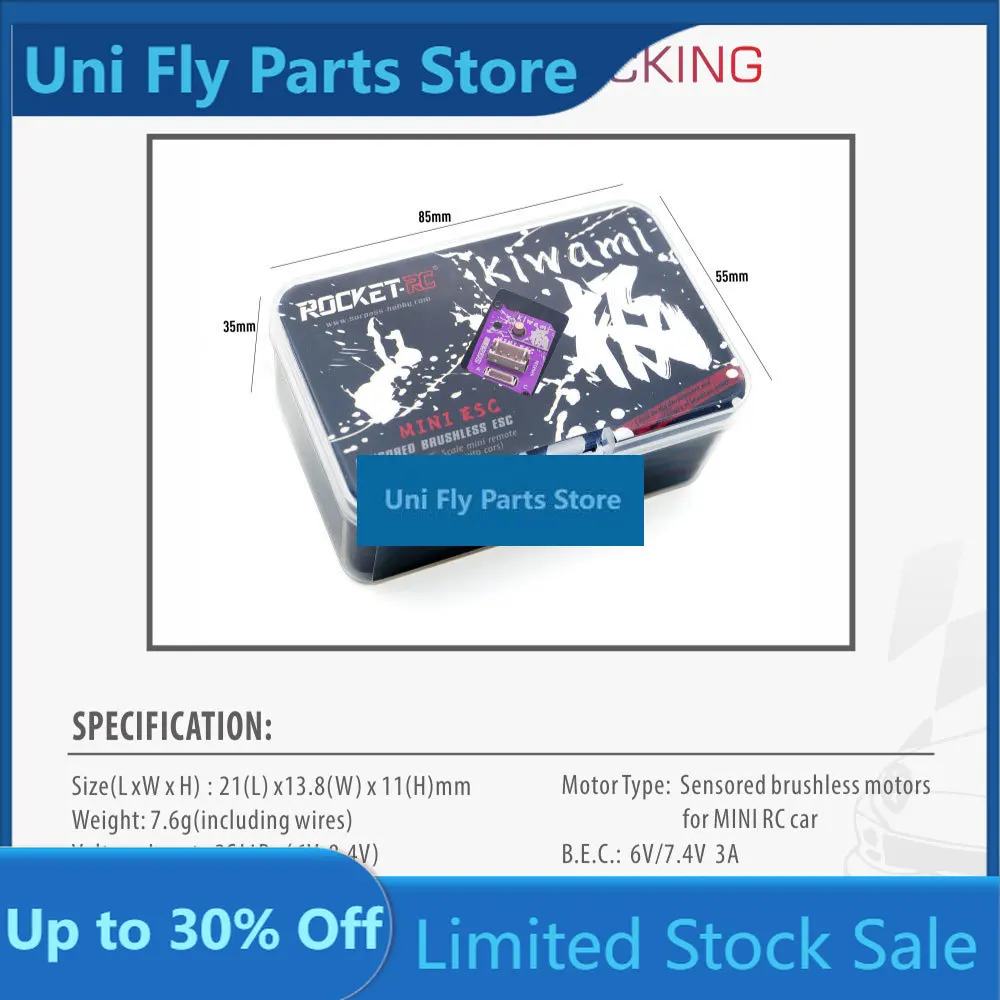 UniFlyRocket RC 30A Sensored Brushless ESC 2S Lipo Bec 6V/7.4V Speed Controller Voor Rc 1/24 1/28 Auto Concurrentie RC Car