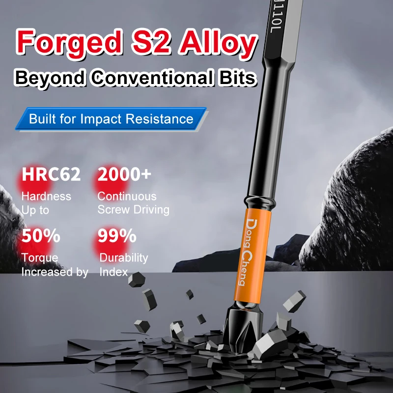 Electrician Bit S2 Alloy Steel Impact Resistant Magnetic Screwdriver Bit Phosphated Black Anti Rust Hex Shank 65 110 150mm