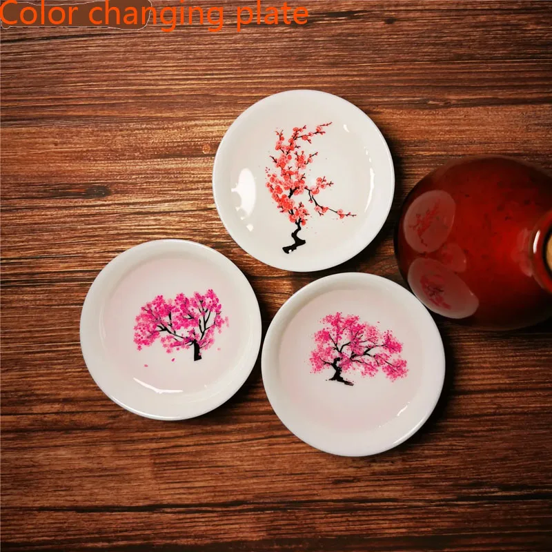 

Japanese Magic Sakura Cup Cold Temperature Color Changing Flower Display Sake Cup Ceramic Kung Fu Tea Cup Tea Bowl Sakura Cup