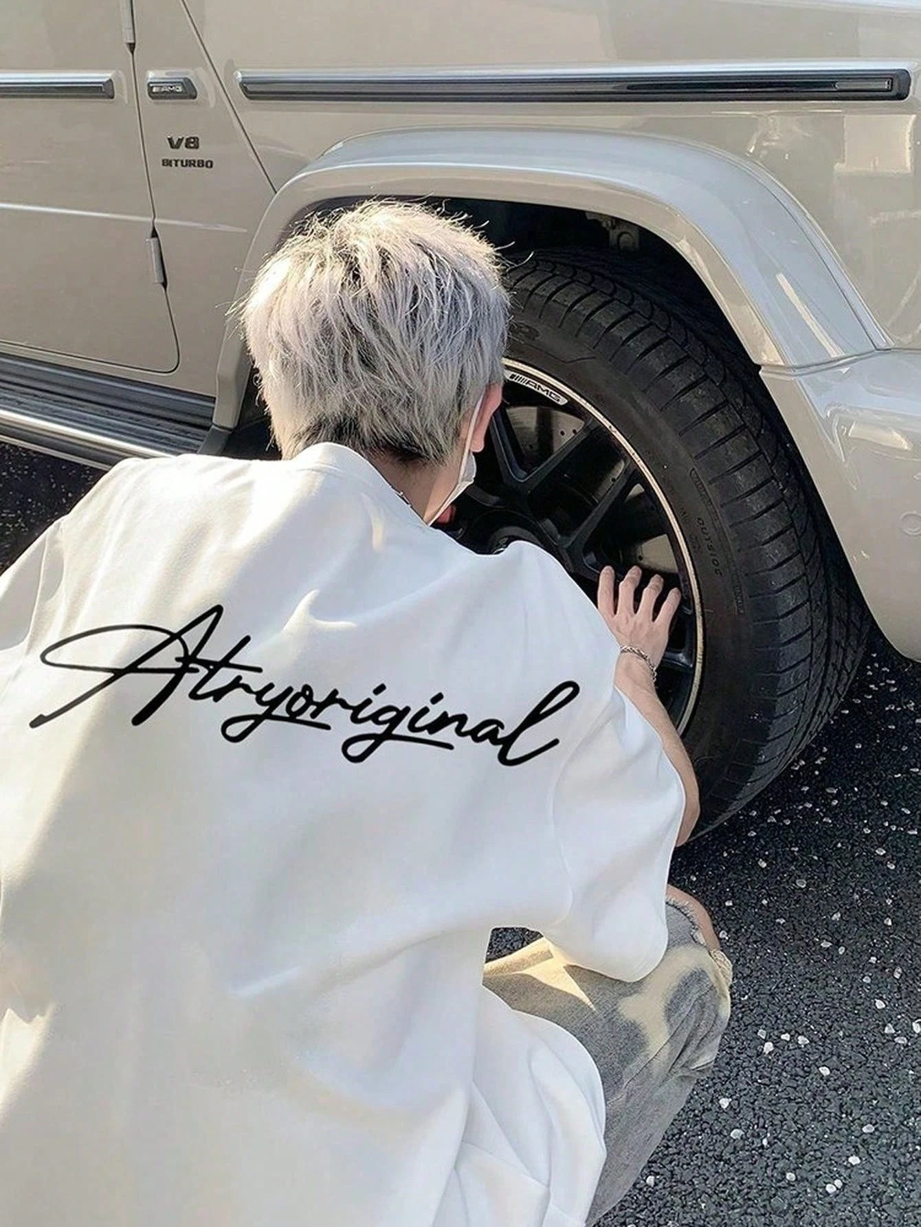 

Men's Fashion Oversized T-Shirt 200g Men's New Short-sleeved Cotton Vacation Pattern Short-sleeved Round Neck Couple Style