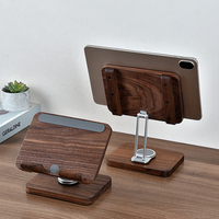 ‌Black Walnut for IPad Stand Adjustable Desk Mount with 360° Rotation & Folding Base Ergonomic Tablet Holder for Office Gaming