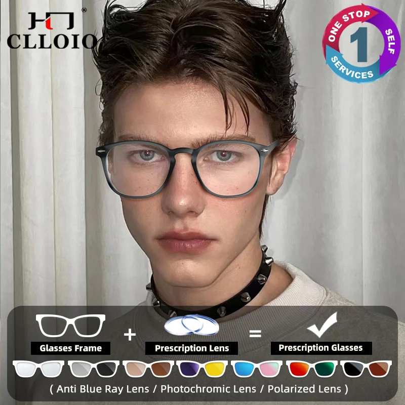 

CLLOIO Casual Square Frame Optical Myopia Glasses Men Anti Blue Light Photochromic Eyeware Progressive Prescription Eyeglasses