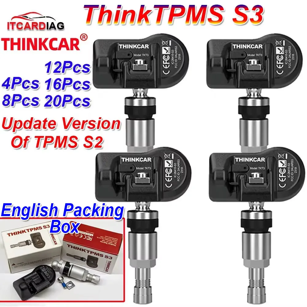 THINKCAR THINKTPMS S3 Upgrade of S2 Car TPMS Tire Pressure Sensor 315MHz 433MHz Program Work with Thinkcar and Mucar Tpms Tool