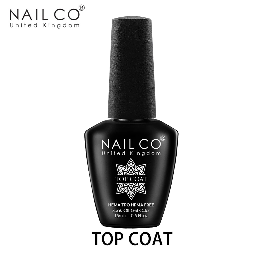 NAILCO Gel Nail Polish 15ml HEMA FREE AND TPO FREE Base Foundation No Wipe Top Coat Transparent Primer Soak off Lacquer Varnish