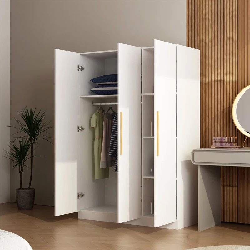 الراقية تصميم مخصص النمط الأوروبي الحديثة غرفة نوم المنزل خزانة خشبية بالجملة خزانة ملابس بيضاء #2